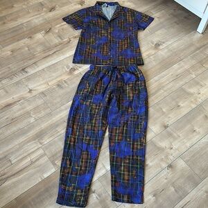 ASOS Reclaimed Vintage Unisex Plaid Checkered Shirt Pants Set Sz S